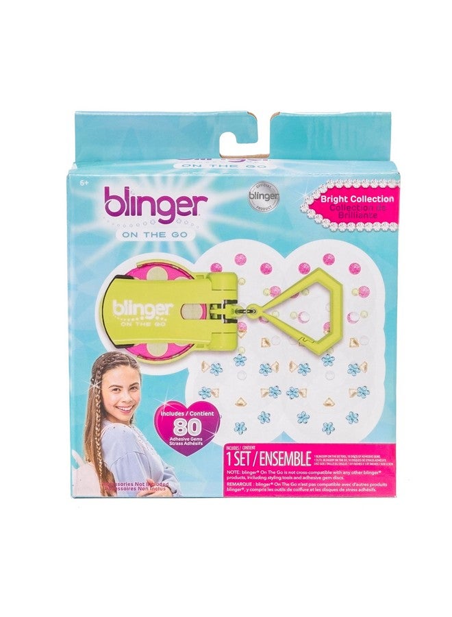 Blinger blinger On The Go Mini Starter Kit - Bright (Lime Green) | 80 Rhinestones | Hair Styling Tool | Hair-Safe - Bling in Brush Out - Image 1