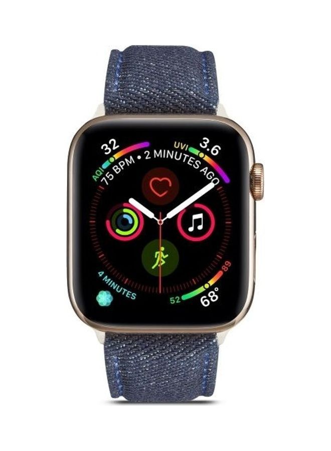 NIBEMINENT Denim Watchband For Apple Watch Series 7 41mm/6 & Se 5 4 40mm/3 2 1 38mm Dark Blue - Image 4