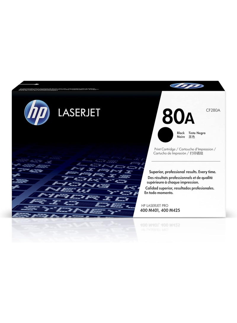 HP Toner HP 80A Black Original Laser Toner Cartridge | CF280A | Compatible with HP LaserJet Pro 400 M401 & M425 Series Printers | High Quality Sharp Black Prints - Image 1