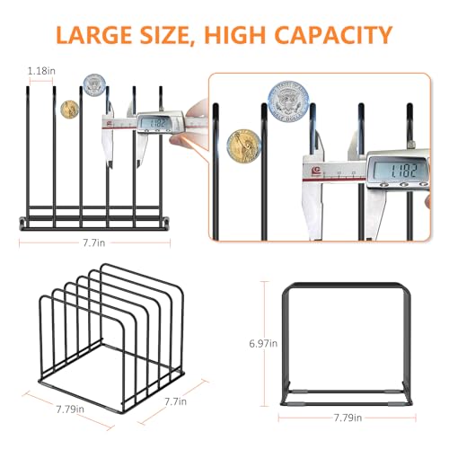 KORRTFID Kitchen Cabinet Organizer, Steel Cookware Holder, Divided Holder with 5 Slots for Skillets Baking Tray and Chopping Board Rack - Baking Pan Holder Storage (1 PC) - Image 2