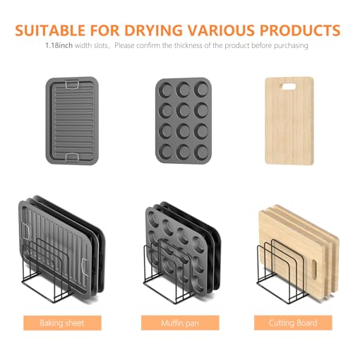 KORRTFID Kitchen Cabinet Organizer, Steel Cookware Holder, Divided Holder with 5 Slots for Skillets Baking Tray and Chopping Board Rack - Baking Pan Holder Storage (1 PC) - Image 4