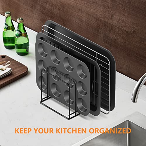 KORRTFID Kitchen Cabinet Organizer, Steel Cookware Holder, Divided Holder with 5 Slots for Skillets Baking Tray and Chopping Board Rack - Baking Pan Holder Storage (1 PC) - Image 5