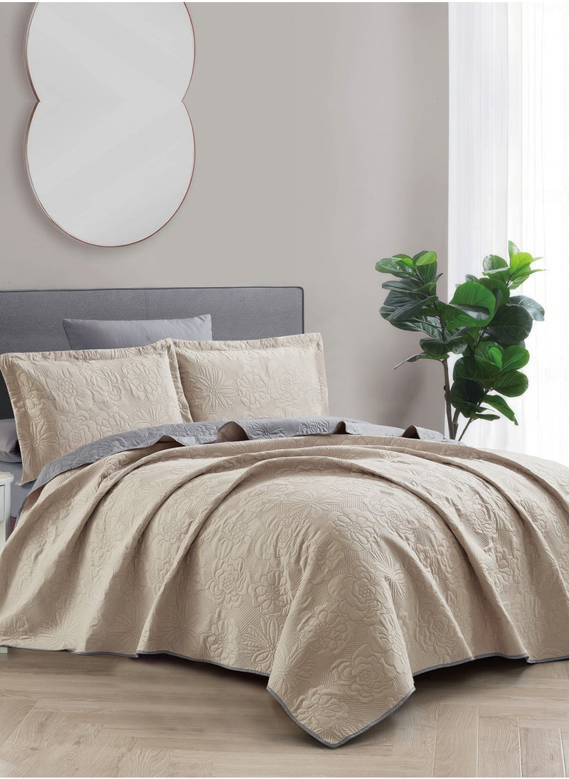 Donetella - Bedspread Coverlet Set 6-Pcs King Size Bed Fits(200 X 200 Cm) Soft Luxurious Reversible Compressed Comforter With Fitted Sheet Pillow Sham And Pillowcases, - Image 1