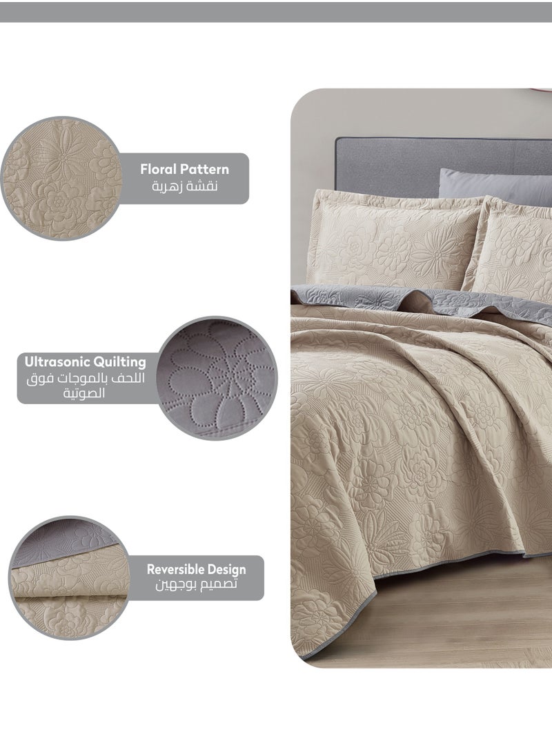 Donetella - Bedspread Coverlet Set 6-Pcs King Size Bed Fits(200 X 200 Cm) Soft Luxurious Reversible Compressed Comforter With Fitted Sheet Pillow Sham And Pillowcases, - Image 1