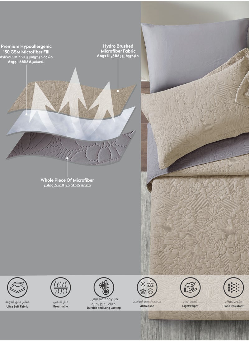 Donetella - Bedspread Coverlet Set 6-Pcs King Size Bed Fits(200 X 200 Cm) Soft Luxurious Reversible Compressed Comforter With Fitted Sheet Pillow Sham And Pillowcases, - Image 1