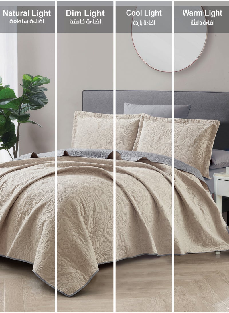 Donetella - Bedspread Coverlet Set 6-Pcs King Size Bed Fits(200 X 200 Cm) Soft Luxurious Reversible Compressed Comforter With Fitted Sheet Pillow Sham And Pillowcases, - Image 1