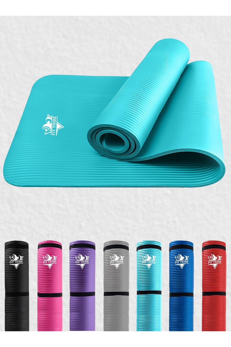 FIT TRIBE Yoga Mat Non Slip for Women & Men, Thick NBR Exercise Mat for Yoga, Pilates, Stretching & Home Workouts, High-Density Anti-Slip Workout Mat, Durable Gym Floor Fitness Mat (Teal) - Image 1