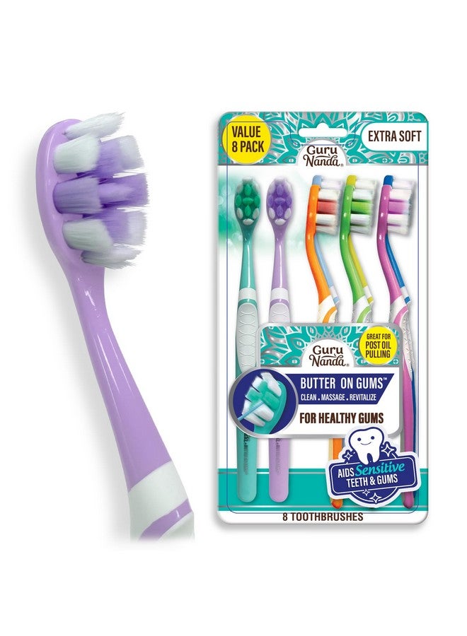 GuruNanda Butter on Gums Toothbrush with Extra Soft Bristles for Sensitive Gums, Soft Toothbrush for Kids & Adults, 8 ct - Image 1