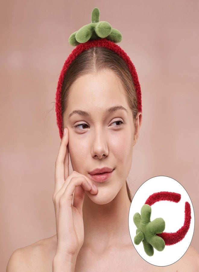 DEARMAMY Cute Strawberry Skincare Headband for Women, Coral Fleece Makeup Headband, Fashionable Spa for Face Washing, Multi-Color, 7.48x5.11x3.93 Inches - Image 5