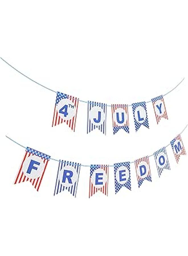 Red White Blue July 4th Patriotic Banner Hanging Ornament For Indoor Mantle Decor Party Photo Background - Image 1