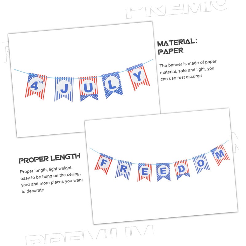 Red White Blue July 4th Patriotic Banner Hanging Ornament For Indoor Mantle Decor Party Photo Background - Image 4