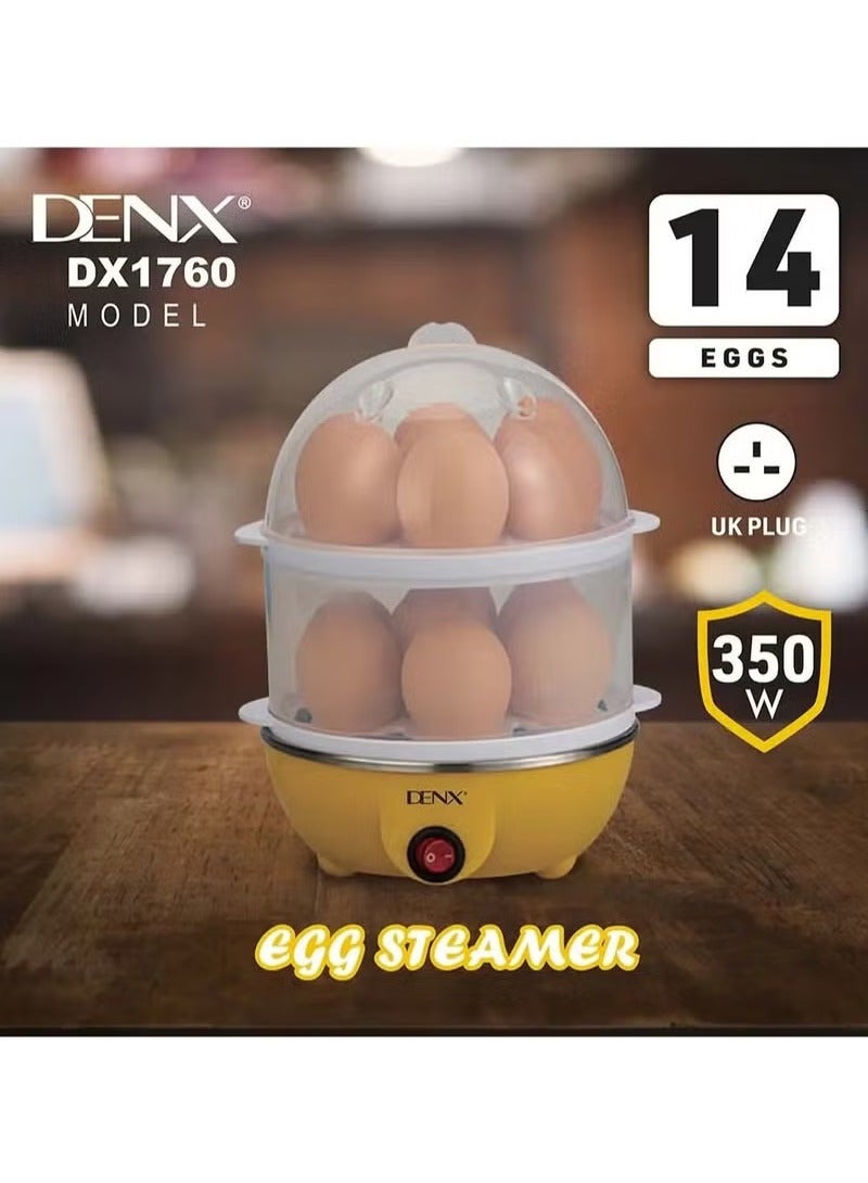 Denx Steam Egg Cooker – 14 Egg Capacity, 350W Electric Egg Boiler with Auto Shut-Off, BPA-Free, Fast & Safe Steaming for Hard, Medium, and Soft Boiled Eggs (Model: DX1760) - Image 2