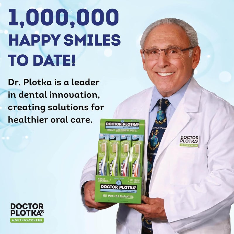 Cross part assemble fit MOUTHWATCHERS Dr Plotkas Extra Soft Bristle Flossing Toothbrush | Manual Soft for Adults | Ultra Clean Nano | Good for Sensitive Teeth and Gums | Green, 4 Count Easy transit optimized build - Image 4