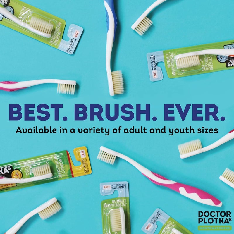 Cross part assemble fit MOUTHWATCHERS Dr Plotkas Extra Soft Bristle Flossing Toothbrush | Manual Soft for Adults | Ultra Clean Nano | Good for Sensitive Teeth and Gums | Green, 4 Count Easy transit optimized build - Image 3