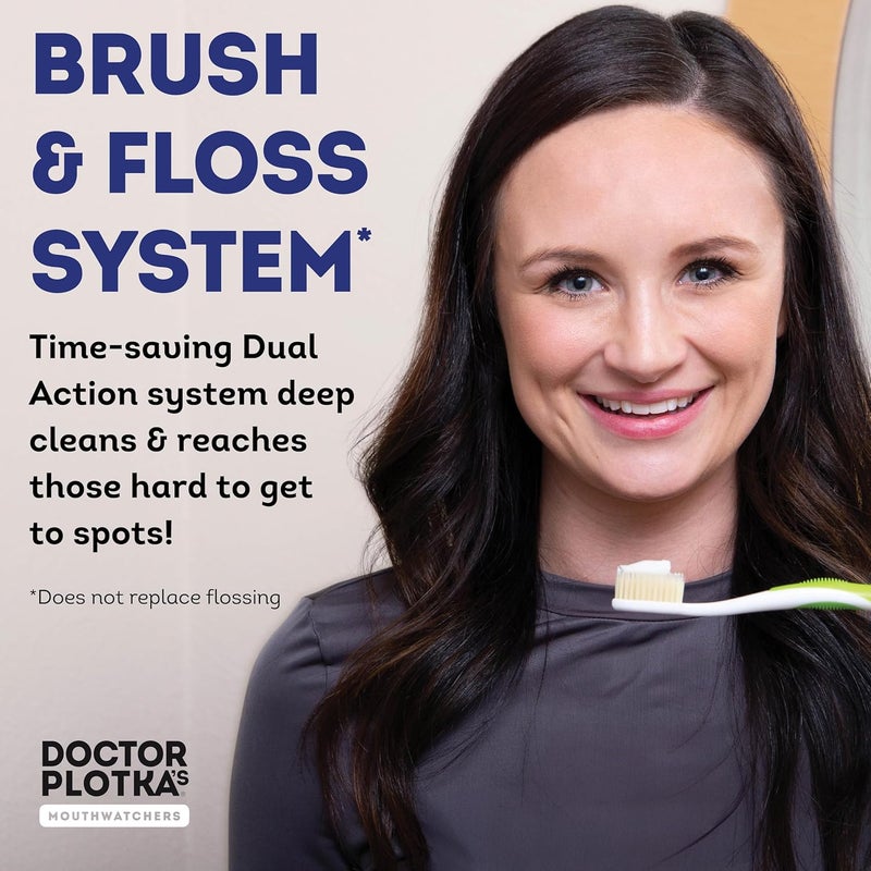 Cross part assemble fit MOUTHWATCHERS Dr Plotkas Extra Soft Bristle Flossing Toothbrush | Manual Soft for Adults | Ultra Clean Nano | Good for Sensitive Teeth and Gums | Green, 4 Count Easy transit optimized build - Image 2