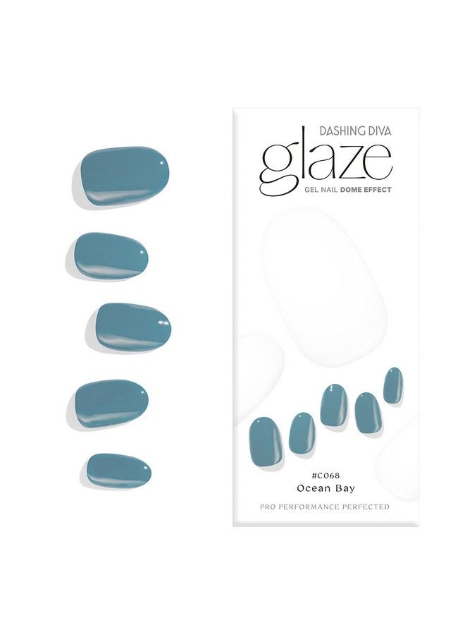 DASHING DIVA Glaze Nail Strips Ocean Bay Works With Any Led Nail Lamp Long Lasting Chip Resistant Semicured Gel Nail Strips Contains 34 Salon Quality Blue Nail Wraps 1 Prep Pad 1 Nail File - Image 3