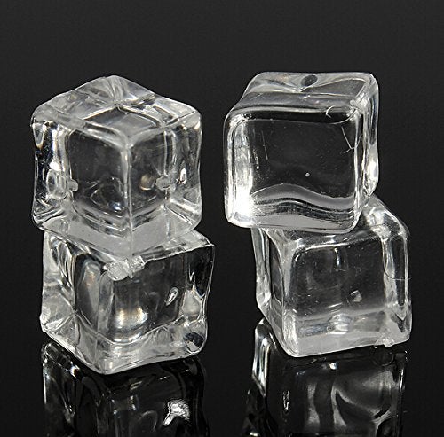 Teensery New 16 Pcs Square Clear Fake Artificial Acrylic Ice Rock Cubes Decorative Display Ice Rock Cubes (1.5cm) - Image 3