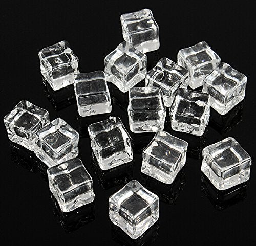 Teensery New 16 Pcs Square Clear Fake Artificial Acrylic Ice Rock Cubes Decorative Display Ice Rock Cubes (1.5cm) - Image 2