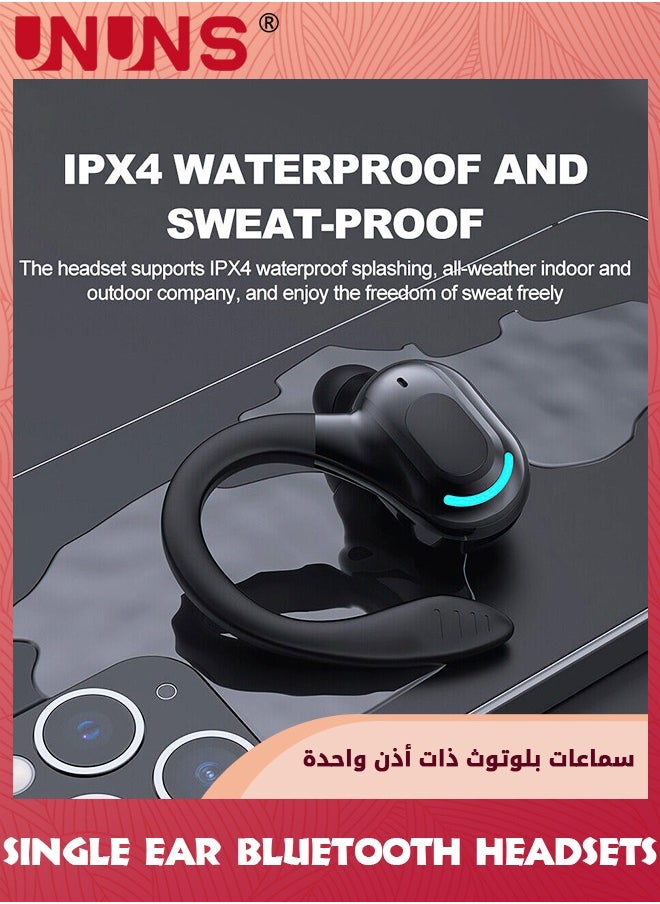 UNUNS - Single Earbuds Hook Bluetooth 5.2 In-Ear Headphone,Wireless Headset With Mic,Waterproof Earphone Hands-Free Cell Earpiece For Sports/Jogging/Hiking/Yoga/Gym/Fitness/Travel - Image 1