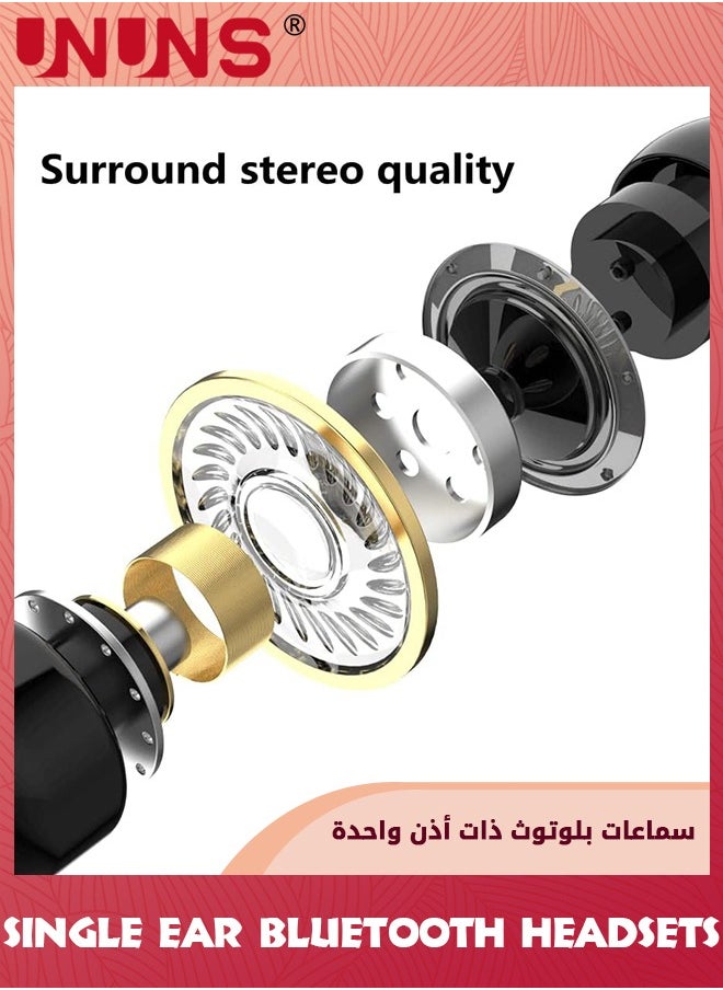 UNUNS - Single Earbuds Hook Bluetooth 5.2 In-Ear Headphone,Wireless Headset With Mic,Waterproof Earphone Hands-Free Cell Earpiece For Sports/Jogging/Hiking/Yoga/Gym/Fitness/Travel - Image 1