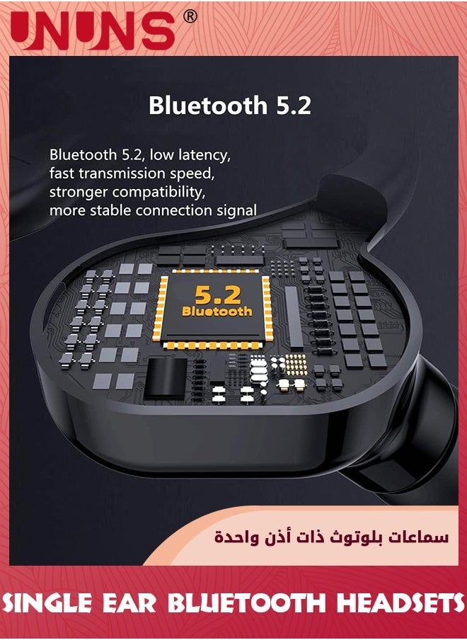 UNUNS - Single Earbuds Hook Bluetooth 5.2 In-Ear Headphone,Wireless Headset With Mic,Waterproof Earphone Hands-Free Cell Earpiece For Sports/Jogging/Hiking/Yoga/Gym/Fitness/Travel - Image 1