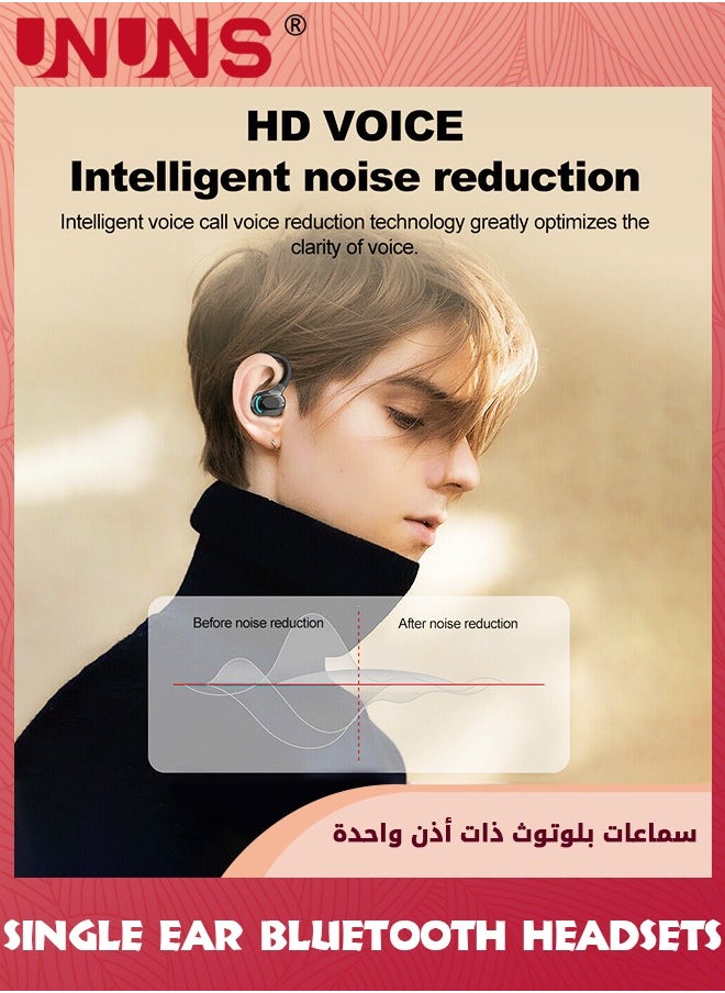 UNUNS - Single Earbuds Hook Bluetooth 5.2 In-Ear Headphone,Wireless Headset With Mic,Waterproof Earphone Hands-Free Cell Earpiece For Sports/Jogging/Hiking/Yoga/Gym/Fitness/Travel - Image 1