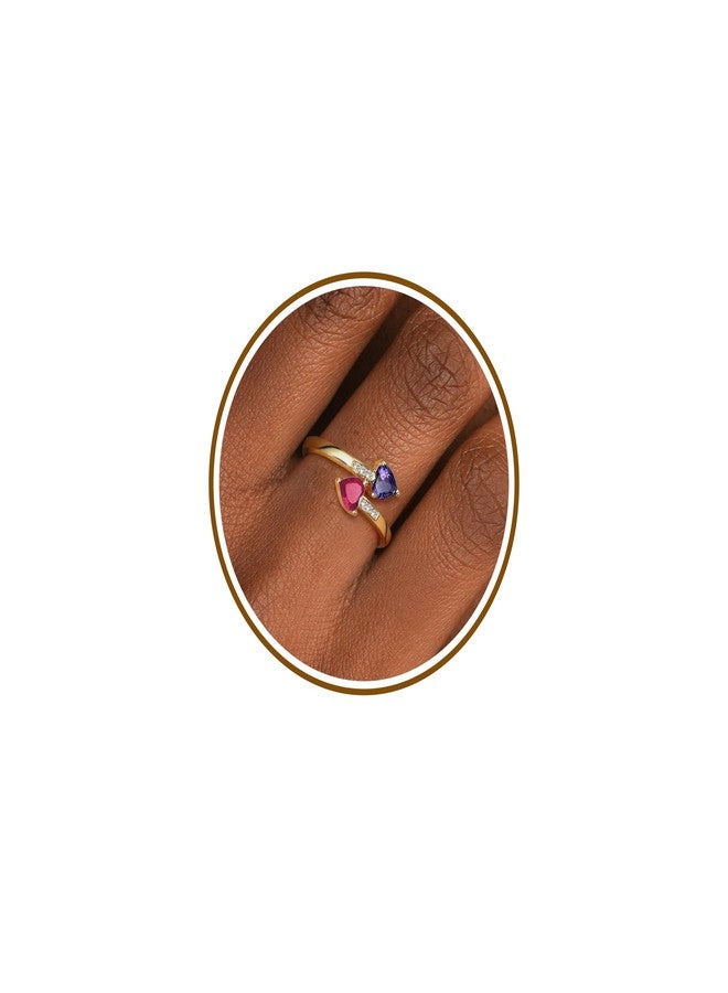 Btysun Ruby Heart-Shaped Birthstone Ring, Adjustable Size, 2 Stones, Perfect for July Birthday Gifts, Valentine's Day, or Any Occasion - Image 1