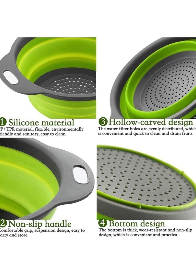Y&D Collapsible Colander Set Food Strainers Kitchen Foldable Silicone Filter Vegetables Fruits Drain Basket  - Image 3