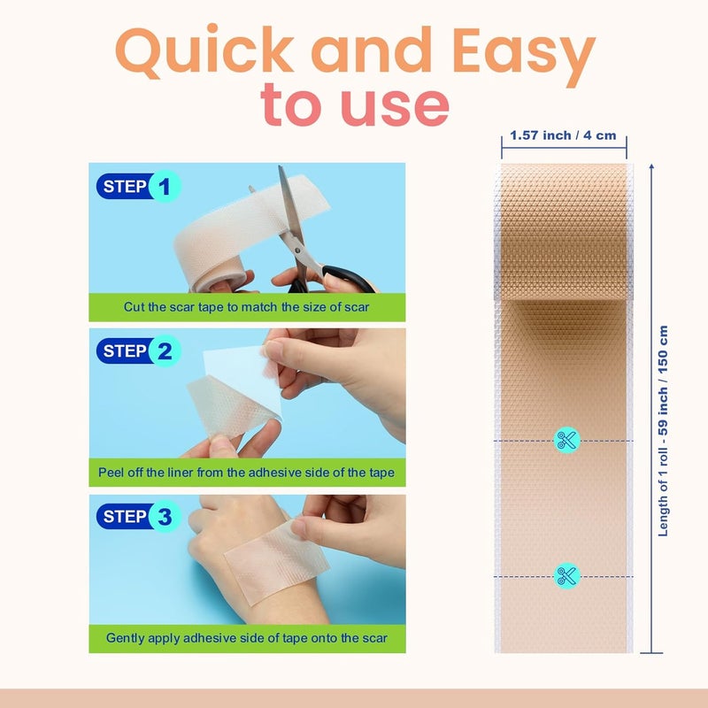 Adamson Silicone Scar Tape for Surgical Scars Keloid CSection Burns  More Premium Silicone Scar Sheets Reusable  Professional 16x 60 Roll15M - Image 4