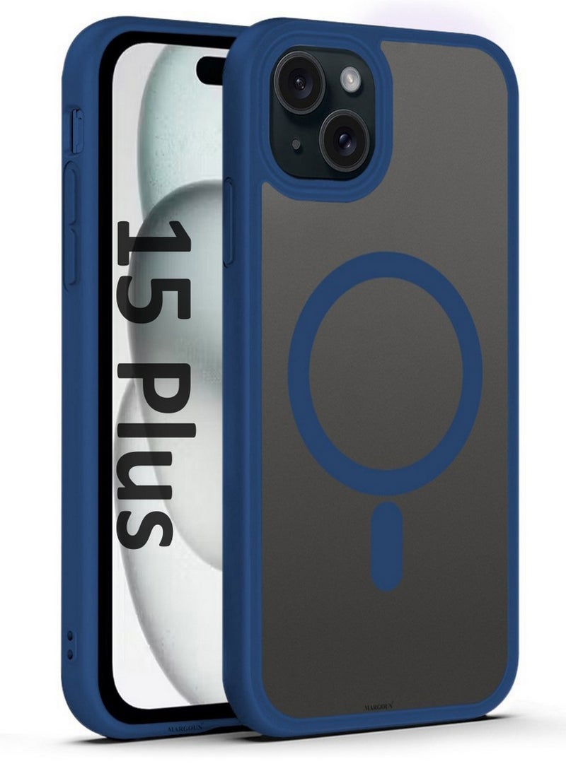 CATANES Magnetic Slim Protective Case for iPhone 15 Plus - with Wireless Charging Support - Blue - Image 1