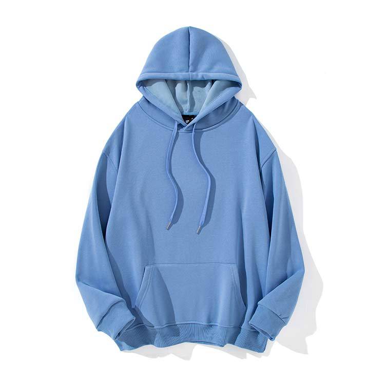 D14# tide cotton silver fox velvet shoulder-drop pullover hooded vests in stock group clothing T-shirt overalls printing logo haze blue  - Image 1