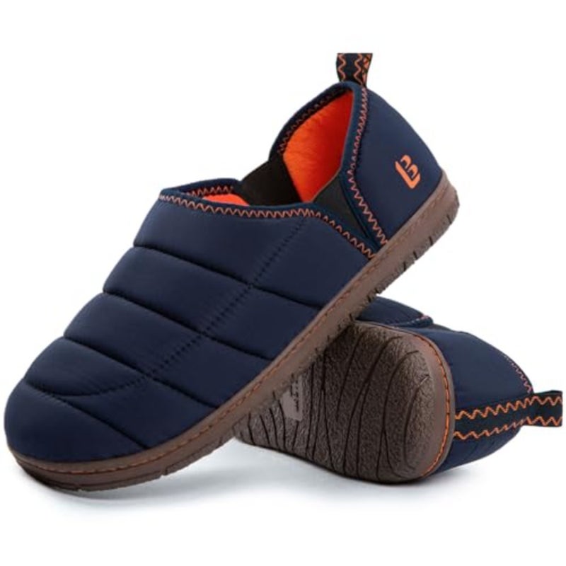 LongBay Men's Outdoor Slippers Two Tone Warm Memory Foam Slip On Indoor House Shoes Bedroom Loafers - Image 1