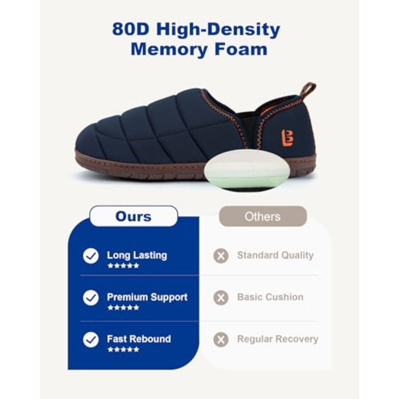 LongBay Men's Outdoor Slippers Two Tone Warm Memory Foam Slip On Indoor House Shoes Bedroom Loafers - Image 5