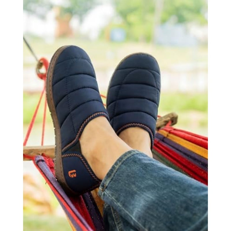 LongBay Men's Outdoor Slippers Two Tone Warm Memory Foam Slip On Indoor House Shoes Bedroom Loafers - Image 2