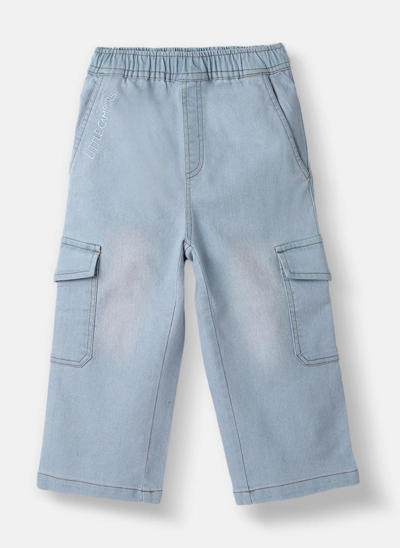 Nautinati Boys' Cotton Denim Faded Cargo Jeans - Image 1