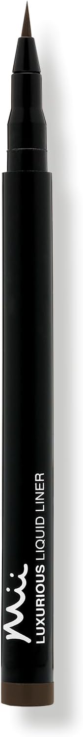 Mii Cosmetics Luxurious Liquid Liner Rich Colour LongLasting Eyeliner Ultra Fine Brush Tip for Precision Application Black Liquid Eye Liner Jet Black Lavish - Image 1