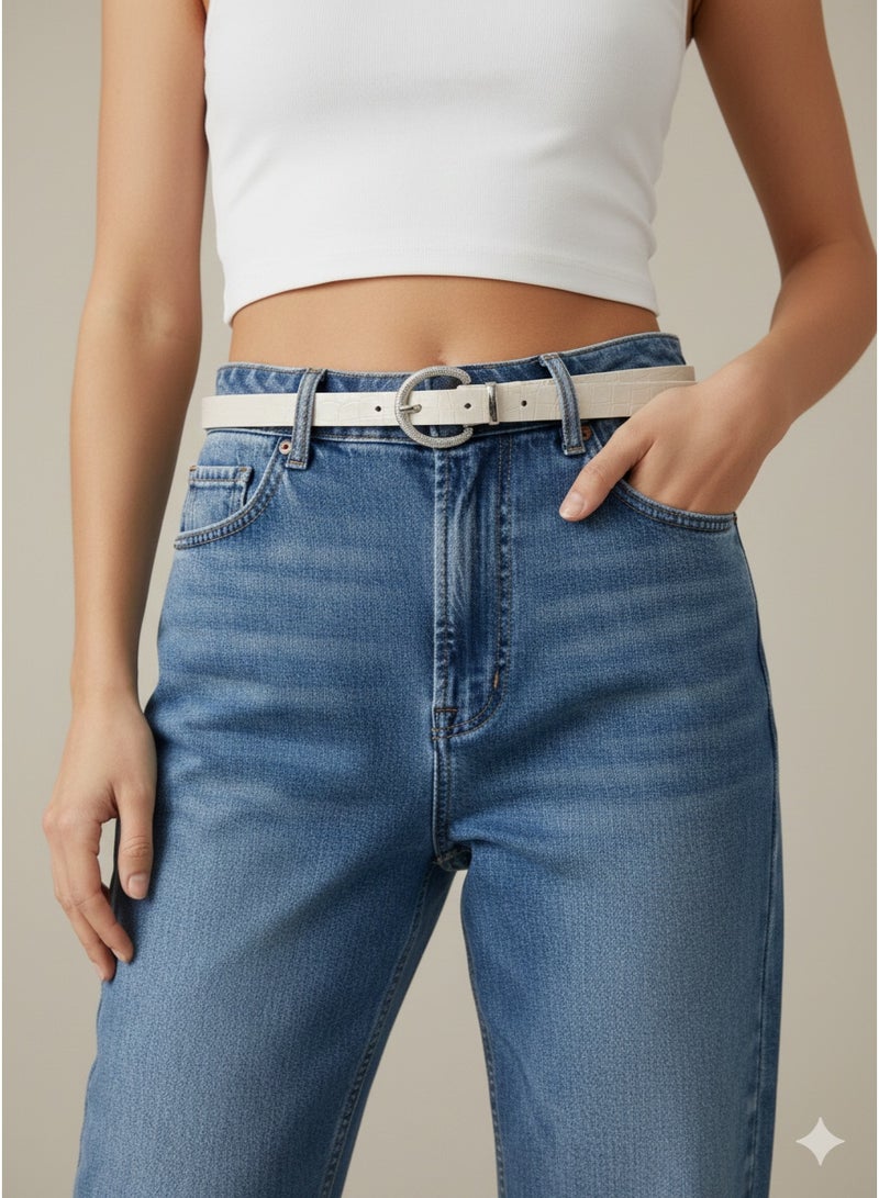 Vbranda Slim Textured Belt with Classic Buckle - Image 1