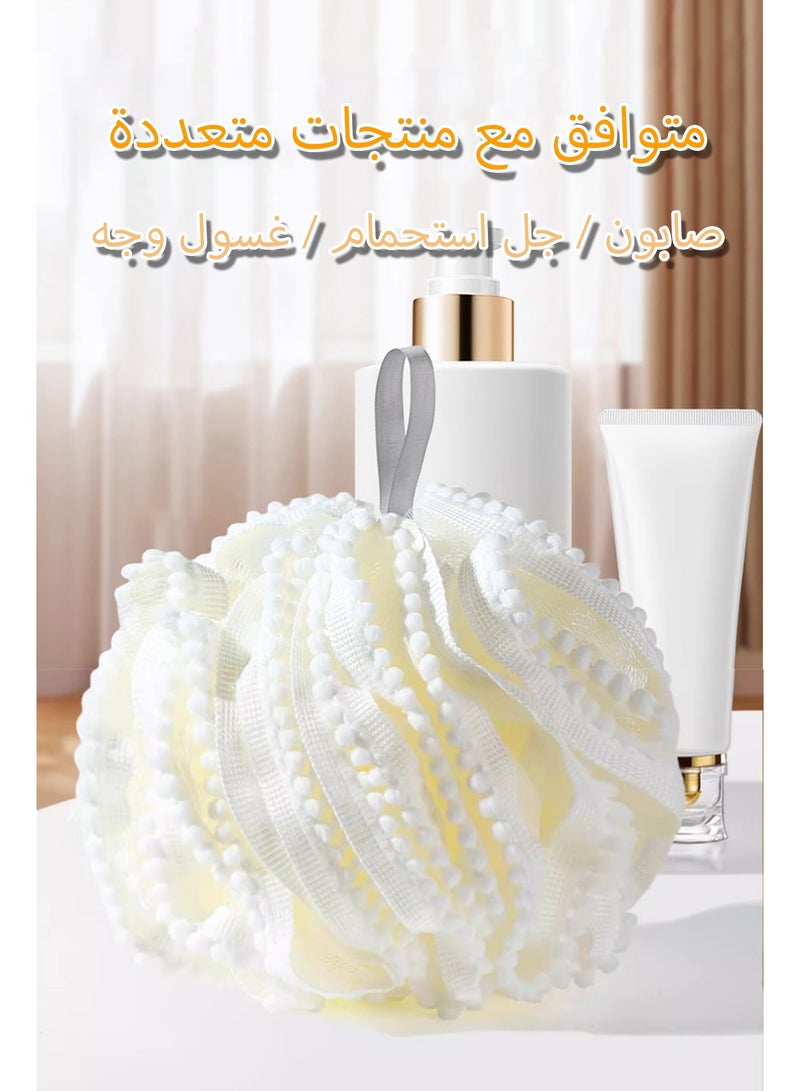 ٢ حبة إسفنج استحمام, ليفة شبكية مقشرة, كرات شبكية للاستحمام مع جل الجسم - Image 4