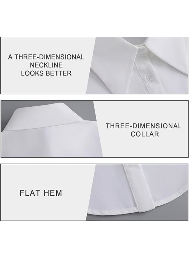 Barakah Detachable Fake Collar for Women, Elegant Half Shirt Blouse Top for Layering, Adjustable Versatile False Collar for Business Office Casual Outfits, One Size, 2 Pack White - Image 3