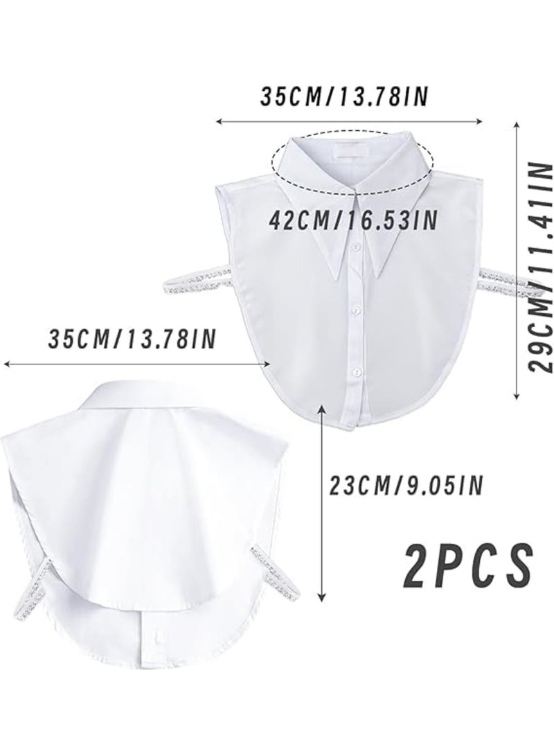 Barakah Detachable Fake Collar for Women, Elegant Half Shirt Blouse Top for Layering, Adjustable Versatile False Collar for Business Office Casual Outfits, One Size, 2 Pack White - Image 2