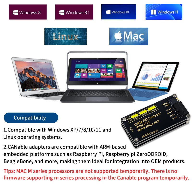 Jhoinrch Isolation USB to CAN FD Adapter Converter Base on Canable 2.0 Up to 5Mbps - Image 3