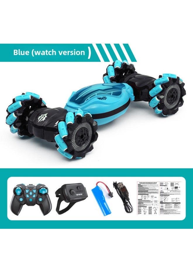 Remote Control Car Stunt Light Music Charging Horizontal High-speed Four-wheel Drive Climbing Twist Car Children's Toy Batch Delivery-Color:(Remote Control + Watch) Four-wheel Drive Light Music Twis