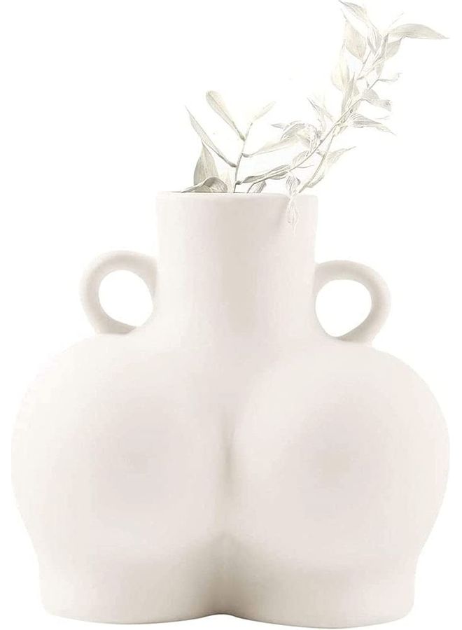 NIBEMINENT Human Body Shaped Decorative Flower Pot with Side Ring Handle White One Size  - Image 5