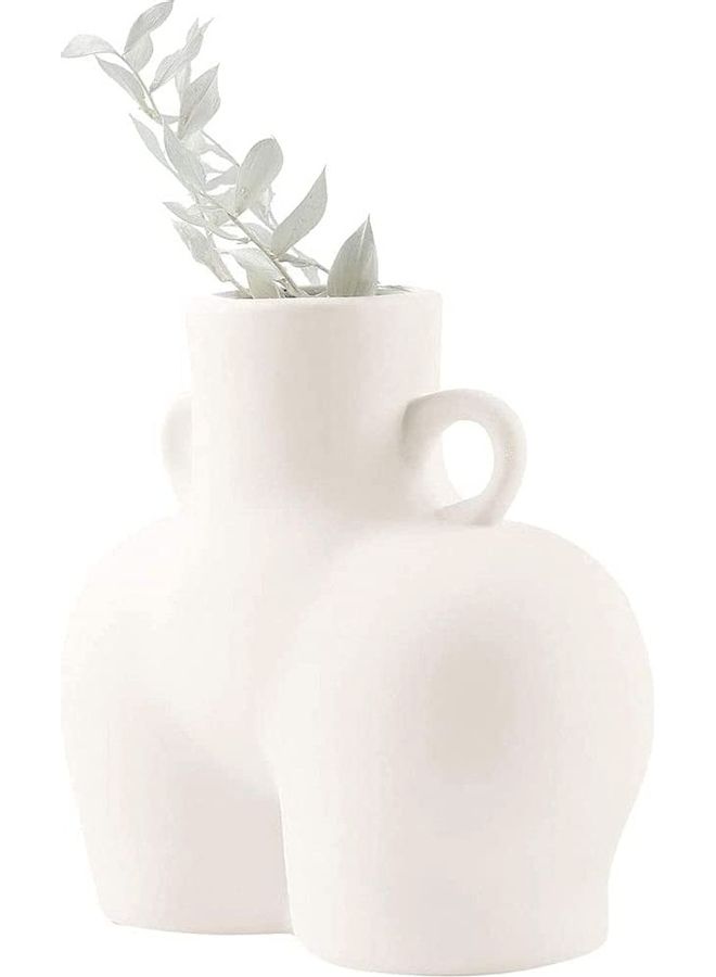 NIBEMINENT Human Body Shaped Decorative Flower Pot with Side Ring Handle White One Size  - Image 4