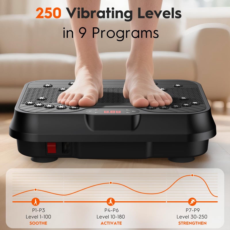 YDBDBW Vibration Plate Exercise Machine, Vibrating Plate for Lymphatic Drainage, 400 Lbs Capacity 250 Speed Levels Whole Body Fat Burner Weight Loss Shake Board, Vibrate Platform Machine - Image 4
