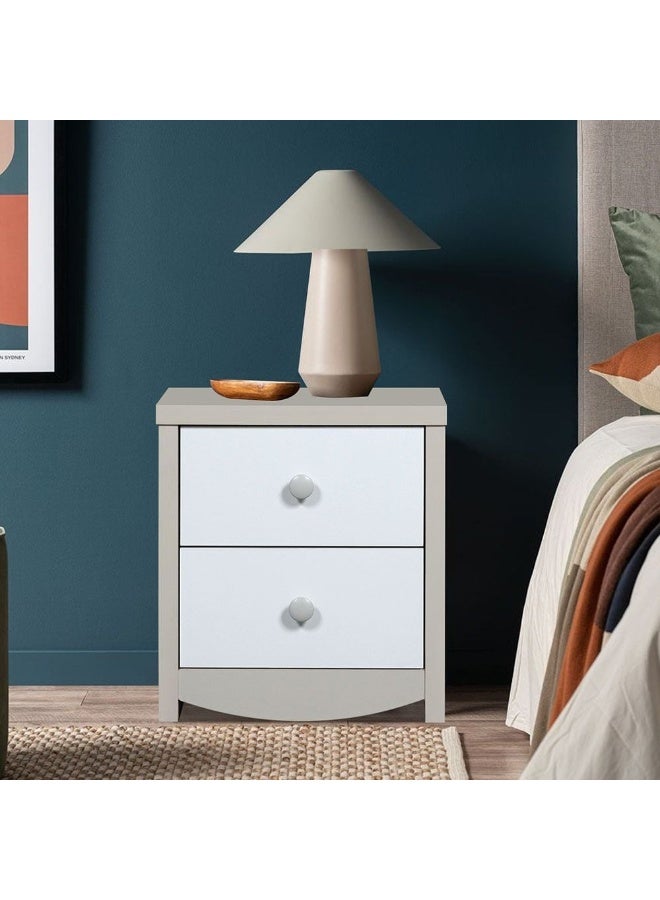DANUBE HOME Hazel 2-Drawer Nightstand Stylish Bedroom Nightstand Modern Storage Solution With Spacious Drawers Durable And Elegant Home DÃ©cor For Bedside - Light Beige And White - Image 1