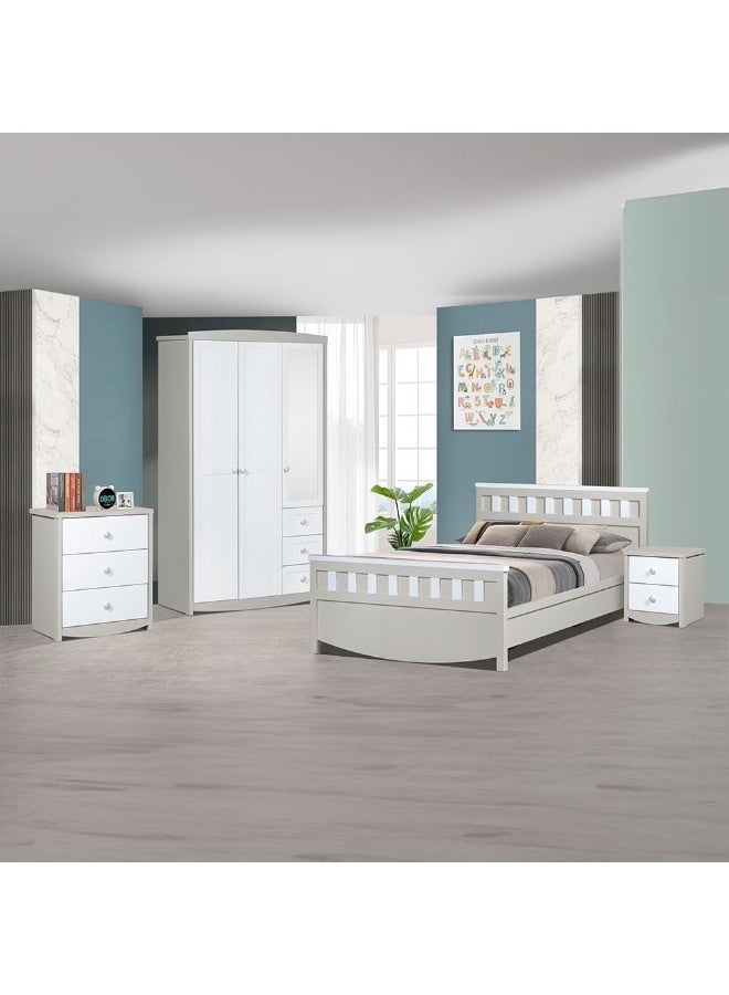 DANUBE HOME طاولة جانبية هازيل ذات درجين طاولة نوم أنيقة حل تخزين حديث مع أدراج واسعة ديكور منزلي متين وأنيق لجانب السرير - بيج فاتح وأبيض - Image 2
