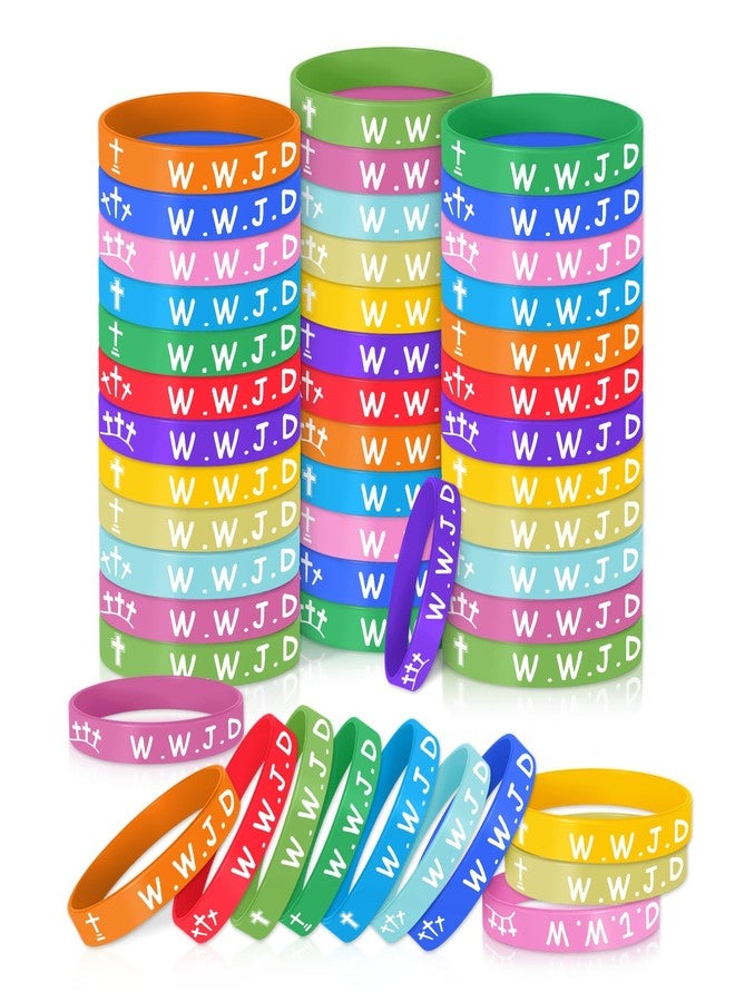 Mersper 24 Pcs WWJD Silicone Bracelets What Would Jesus Do Colorful Christian Bracelets with Cross Design for Teen Men Women Religious Gifts Party Favors Daily Wear Inspirational - Image 1
