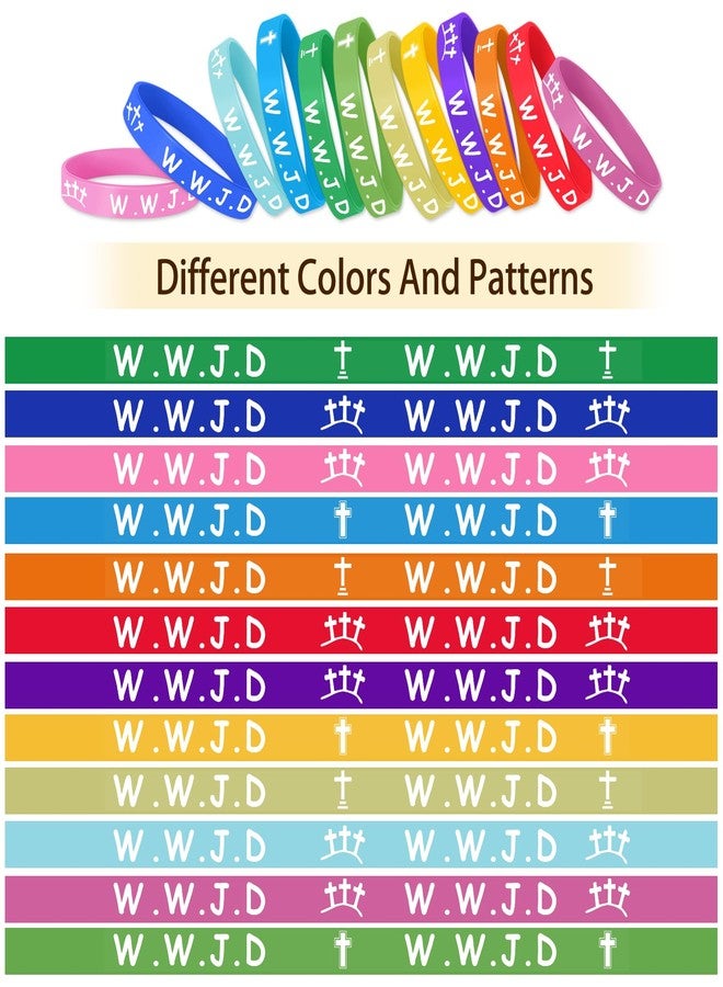 Mersper 24 Pcs WWJD Silicone Bracelets What Would Jesus Do Colorful Christian Bracelets with Cross Design for Teen Men Women Religious Gifts Party Favors Daily Wear Inspirational - Image 3