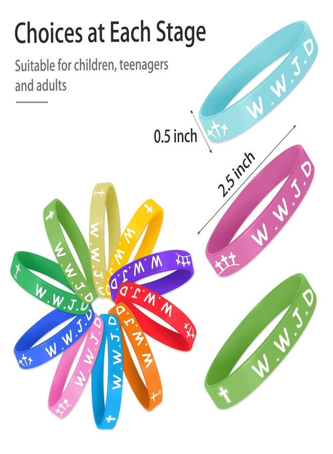 Mersper 24 Pcs WWJD Silicone Bracelets What Would Jesus Do Colorful Christian Bracelets with Cross Design for Teen Men Women Religious Gifts Party Favors Daily Wear Inspirational - Image 4